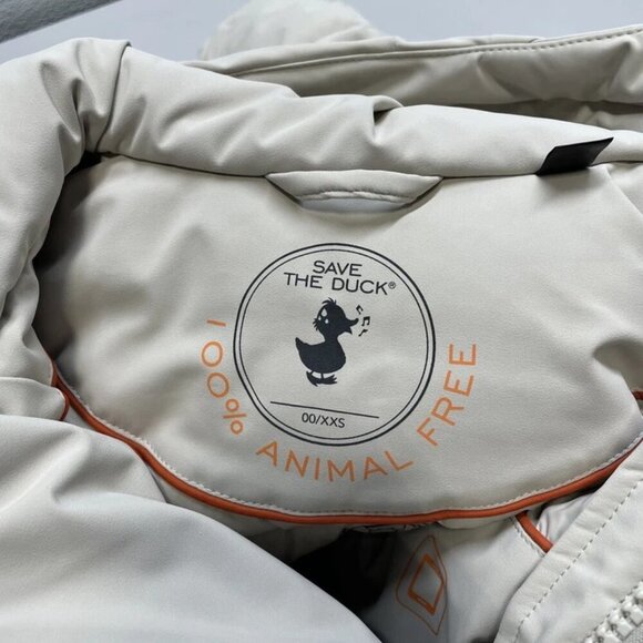 NEW SAVE THE DUCK Women's Parka Hooded Bethany Coat Size XXS Beige - Picture 4 of 7